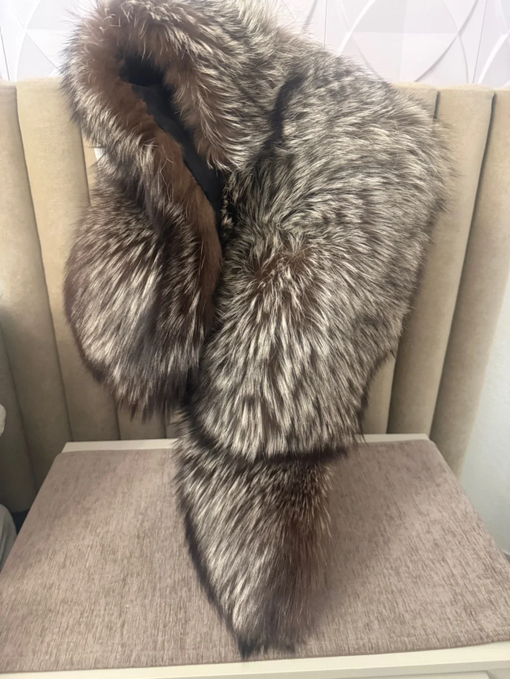 Silver fox fur stole shawl by EMBA